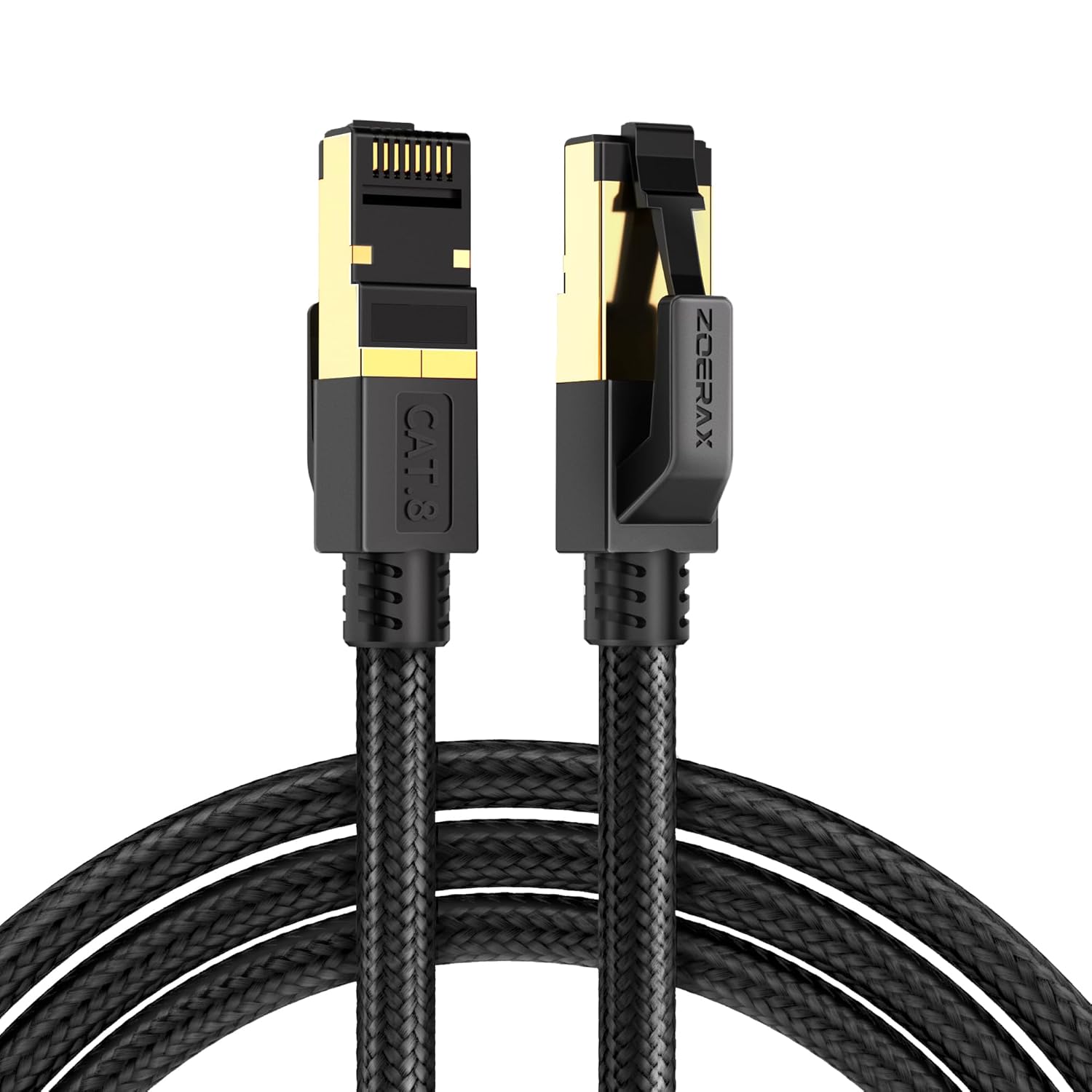 Cable Ethernet Cat8 1.5 pies, trenzado nailon, 40Gbps, 2000MHz, RJ45 blindado