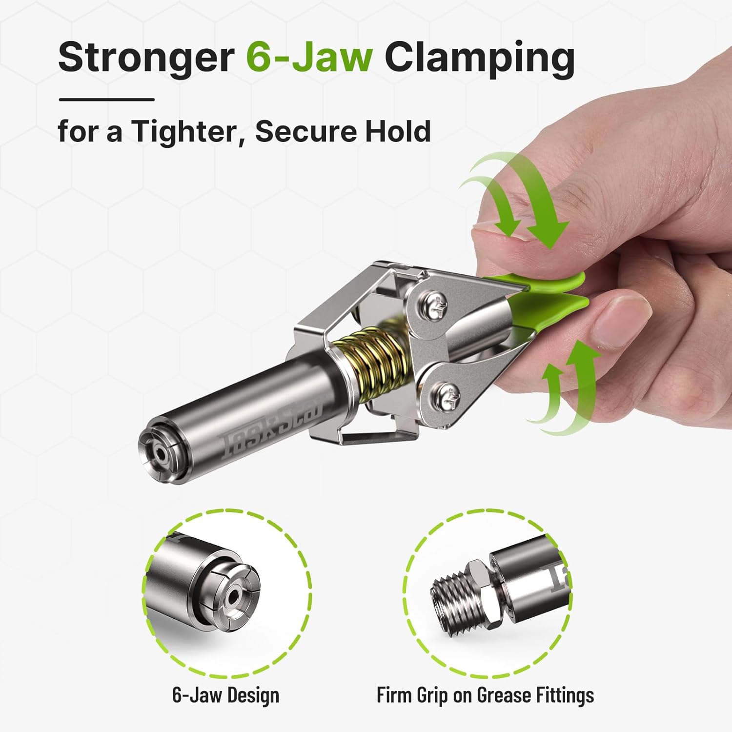 TaskStar 12000 PSI Grease Gun Coupler: 2025 Upgrade with Quick-Release Design & 6-Jaw Secure Lock, Compatible with All Grease Guns, Grease Tips Built for Easy Greasing Tractors, Trucks & Equipment