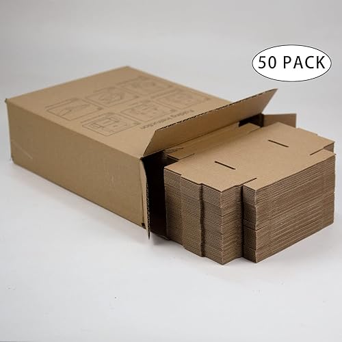 Miniatura 75 de Paquete de 50 cajas de envío pequeñas de 6 x 4 x 1 pulgadas, cajas de cartón corrugado blanco, caja de embalaje de correo móvil Blanco,Negro -,Marrón