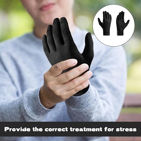 Qianeffort Copper Compression Gloves,Full Finger Copper Arthritis Gloves,Copper Infused Glove for Wrist Support for Carpal Tunnel Arthritis Tendonitis Alleviate Rheumatoid Pains(Black, M)