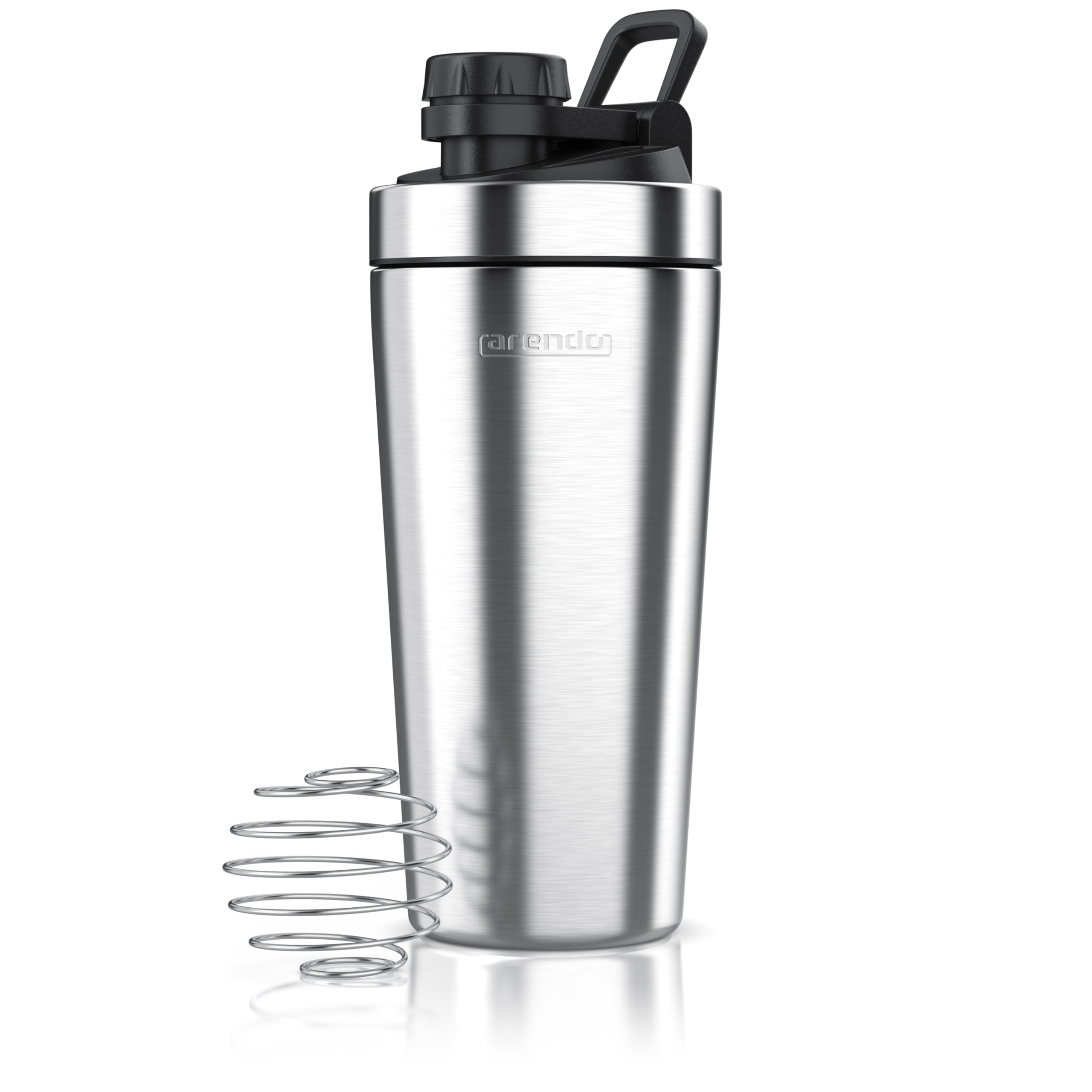 Arendo - Edelstahl Trinkflasche mit Mix kugel, 750ml, Edelstahl Mix Ball, Spülmaschinen geeignet, Edelstahl Eiweiß Shaker Protein Shaker, Proteinshaker für Freizeit Sport Fitness