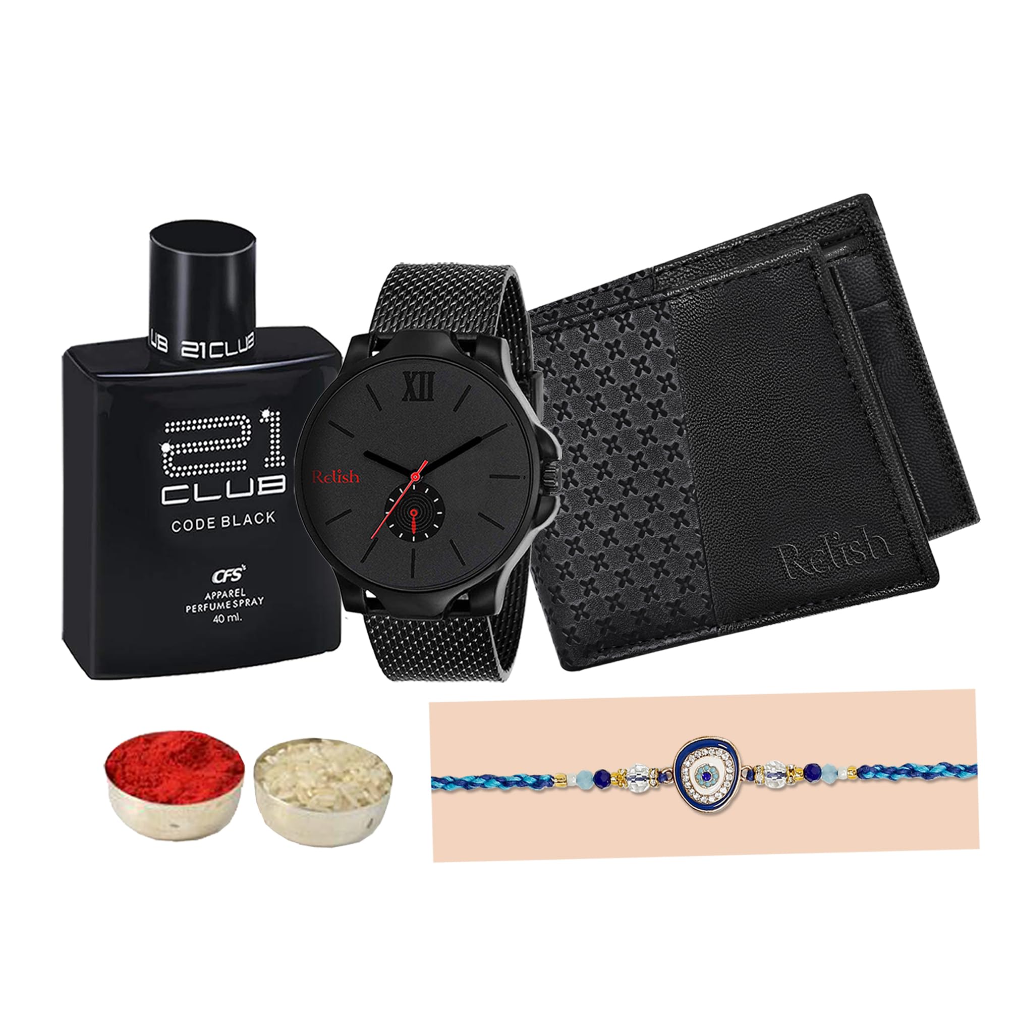 Relish Rakhi Gift Combo, Watch, Wallet, Perfume, Rakhi, Roli Chawal Pack, Greeting Card | Raksha Bandhan Gift for Brother (B0D4Z78SP6) Amazon Price History, Amazon Price Tracker
