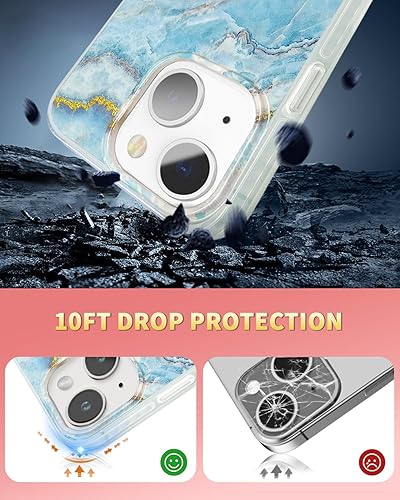 Miniatura 17 de SCORPIFY Funda para iPhone 14 [compatible con MagSafe] con diseño de mármol azul fantasía, bonita funda magnética para teléfono para mujeres, niñas