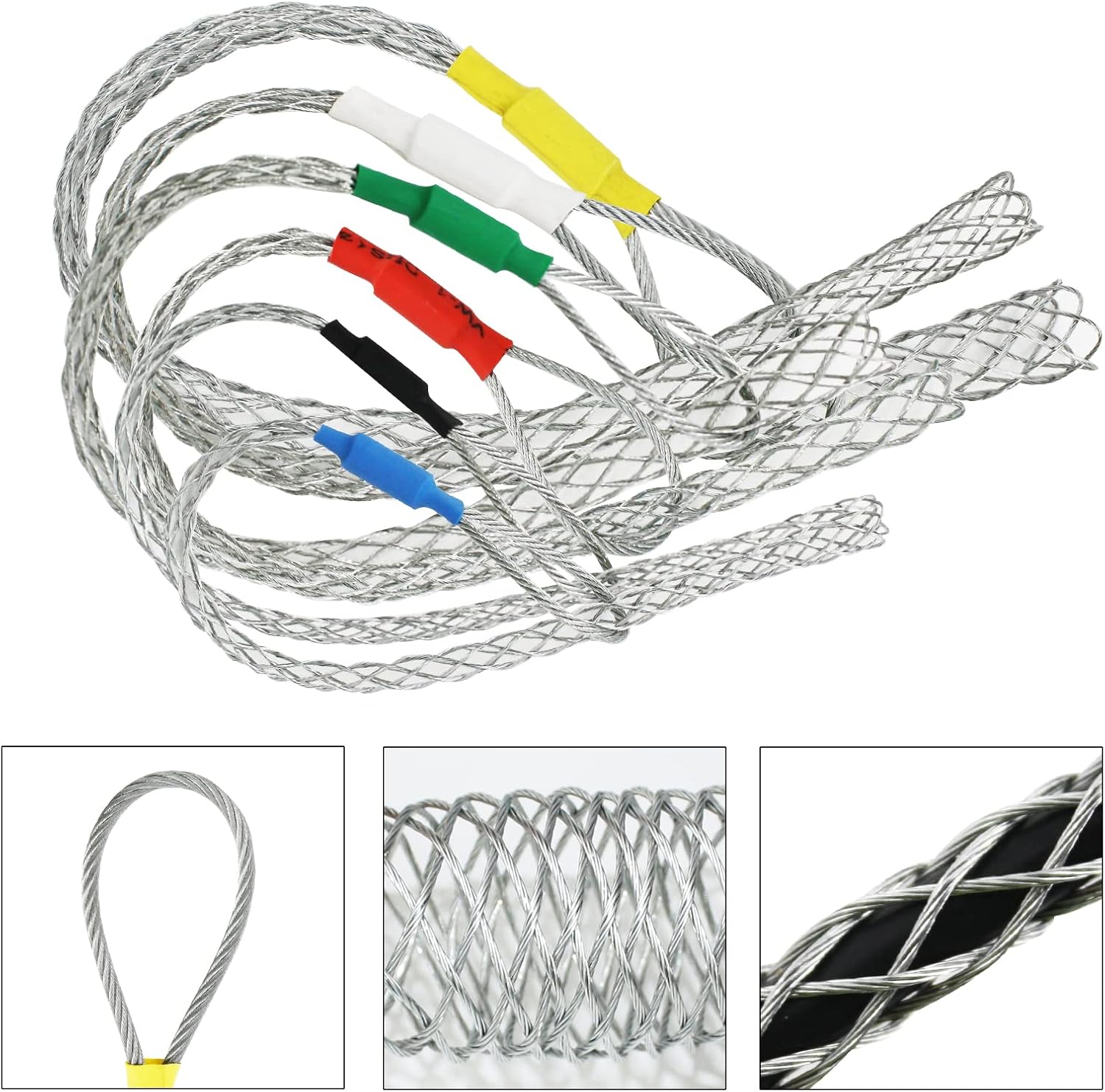 Metal Cable Puller Socks Cable Puller Wire Grip Cable Pipe Conduit Puller Wire Grips Net Cover Accessory White+Green