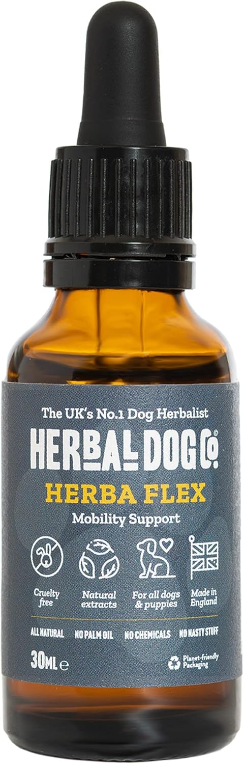 Herbal Dog Co Herbaflex Dog Joint Care Tonic, 30ml – Joint Supplements for Dogs & Puppies – Promotes Joint Health for Comfortable Walks – All-Natural, Vegan, Made in UK