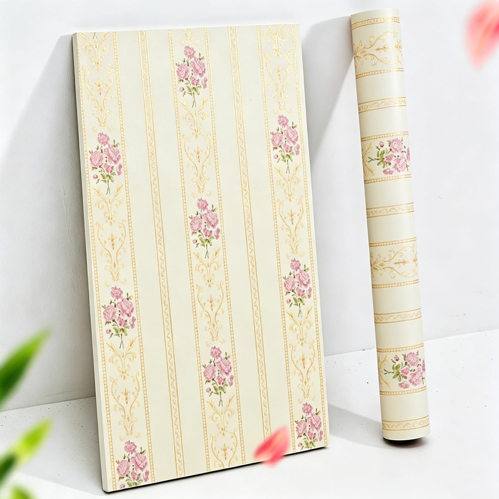 Zynqra E Floral Wallpaper Peel And Stick,Self Adhesiv Removabl,Decorativ Paper Vinyl Film Furnitur Stickers For Bathroom Kitchen Cabinets,Bedroom(E)