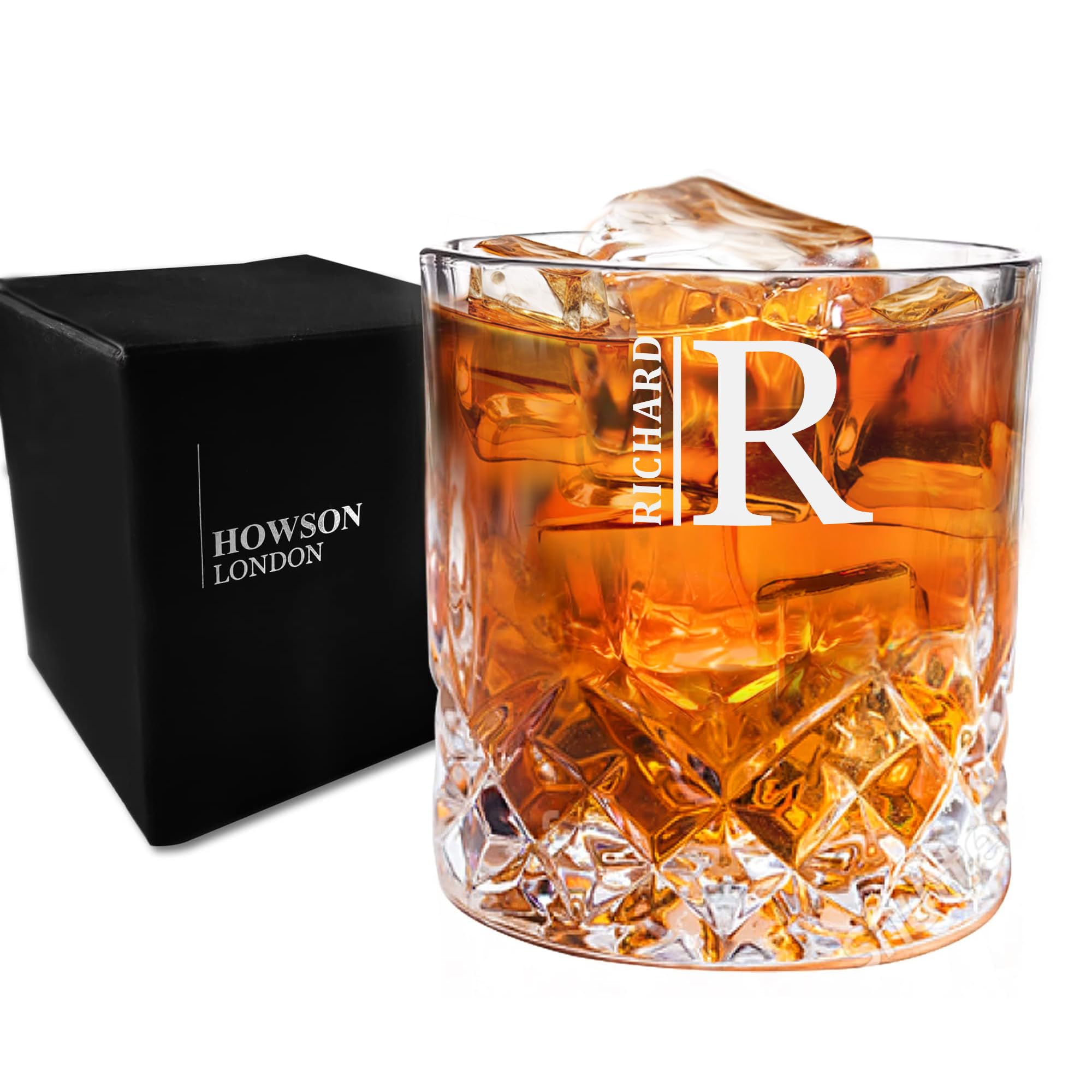 Personalised Whiskey Glass for Men, Crystal Whiskey Glass, 7oz/210ml Engraved Whiskey Tumbler Glass, Personalised Gifts for Birthday Christmas Wedding Best Man Fathers Day Groomsmen Gift (Design 1)