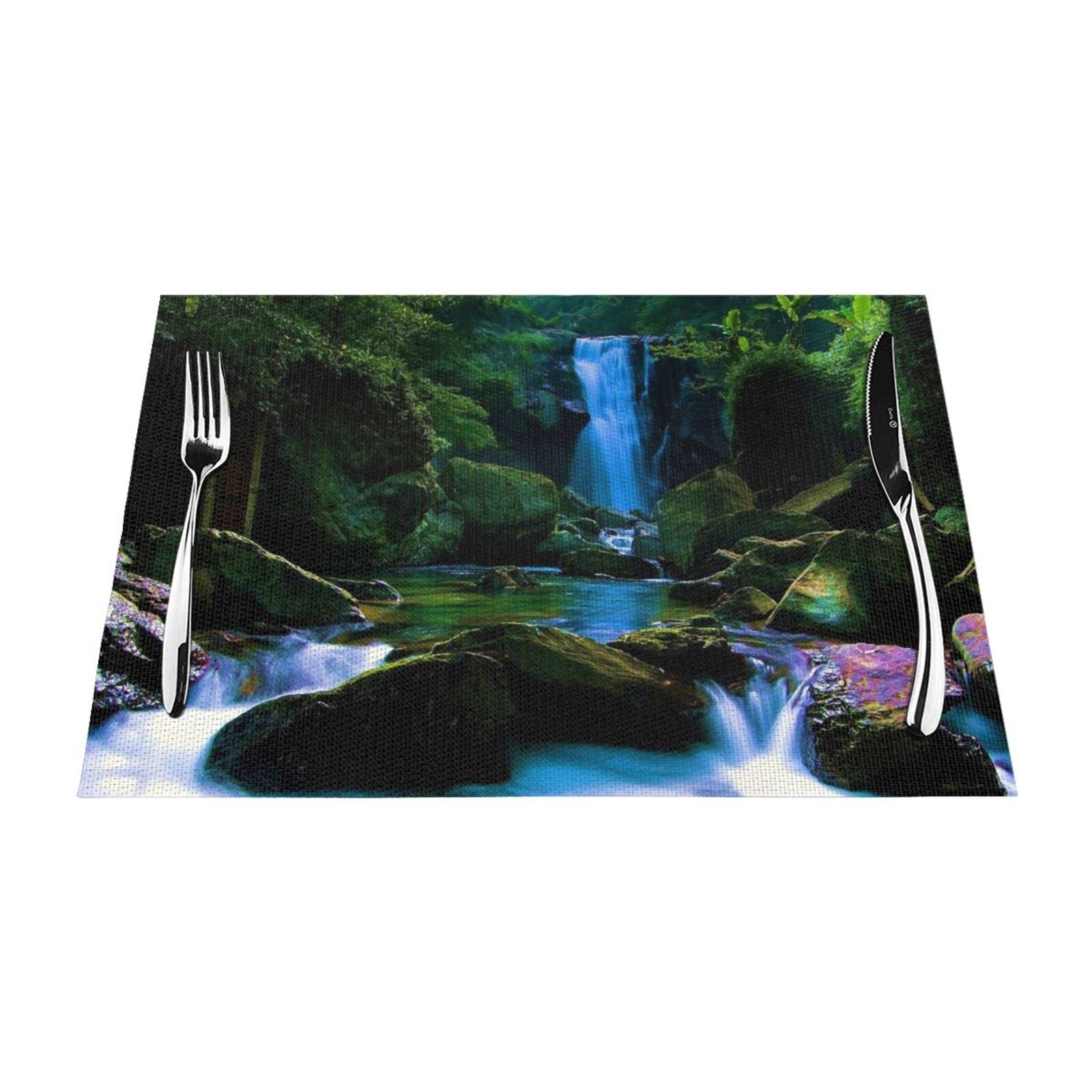 Set de table cascade verte déco de table nature pour repas de cuisine et bureau