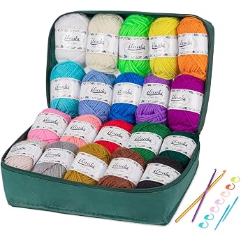 ilauke knitting yarn, cotton yarn for crocheting. | Weiches Farbechtes Acrylgarn mit Praktischem Zubeh&ouml;r Komplett-Set f&uuml;r Anf
