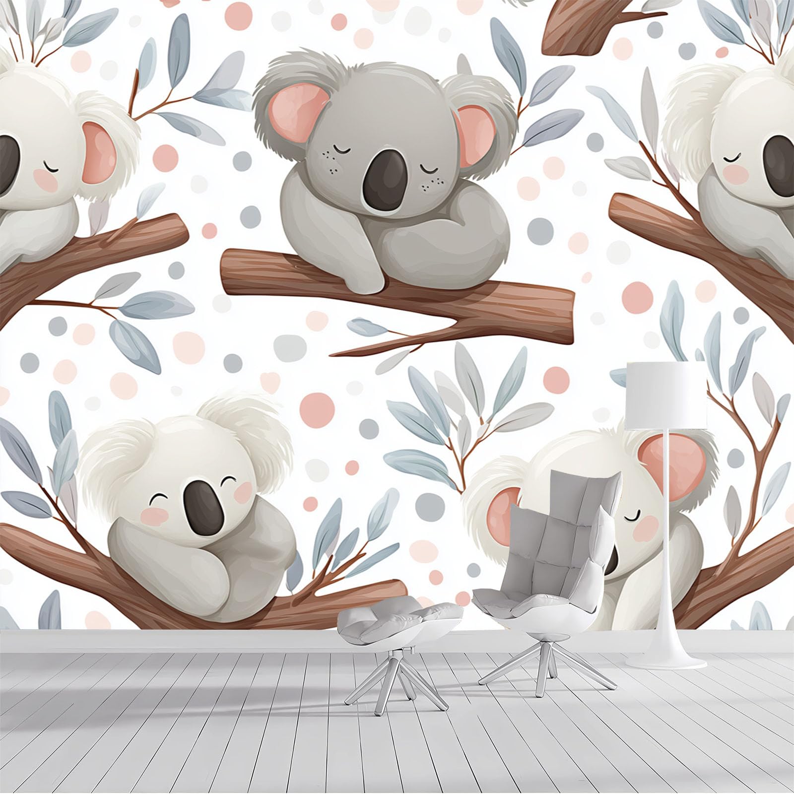 Papier peint panoramique koala pour transformer la chambre de bébé en un cocon de douceur