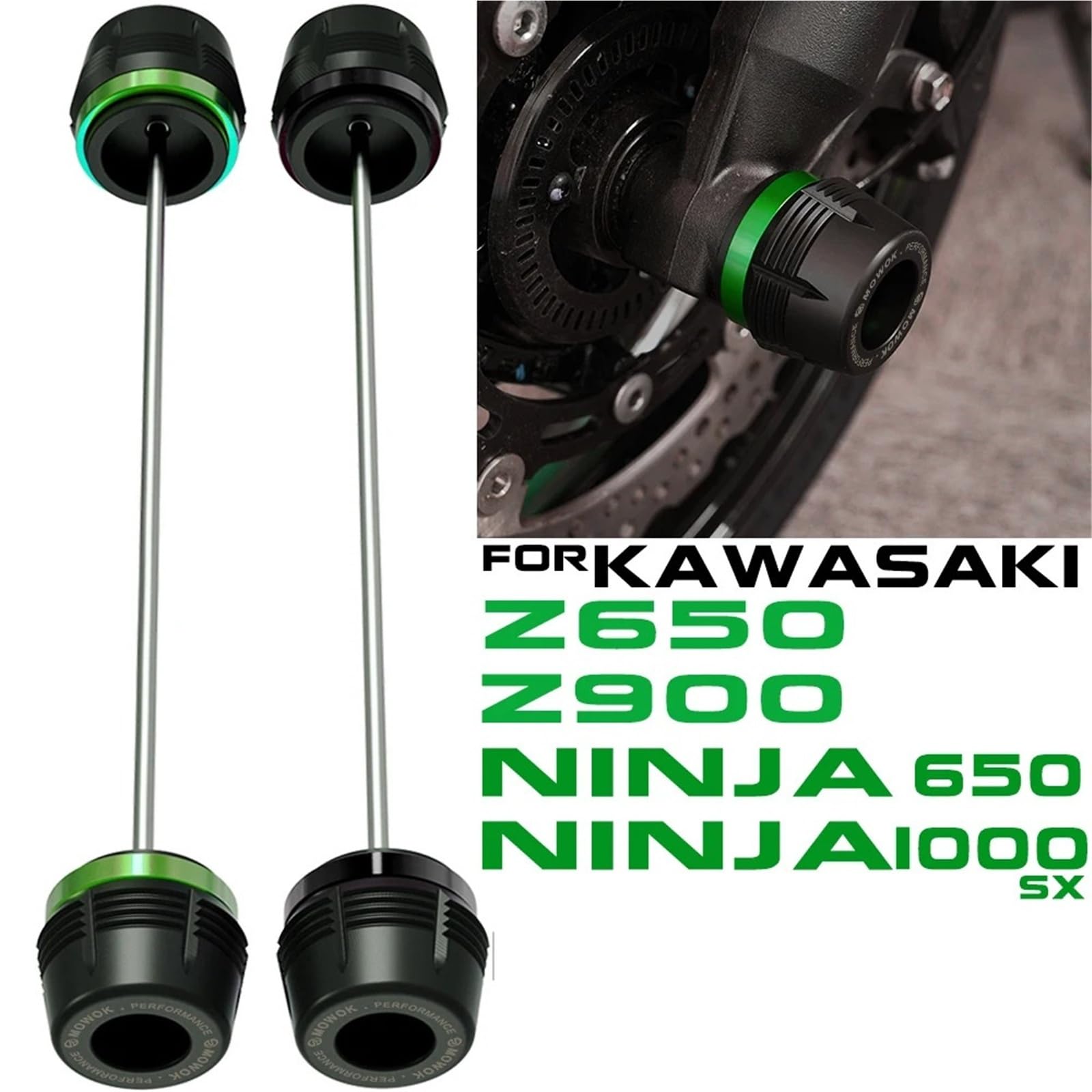 Pasuje Do Kawasaki Z900 Z650 Z 900 Ninja 650 Versys650 2020-2024 Akcesoria Motocyklowe Oś Przednia Widelec Koła Suwak Osłona Przed Uderzeniem(Red)