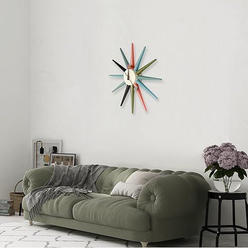 Miniatura 9 de Reloj de pared de madera redondo multicolor para decoración de cocina, arte de pared de 19 pulgadas