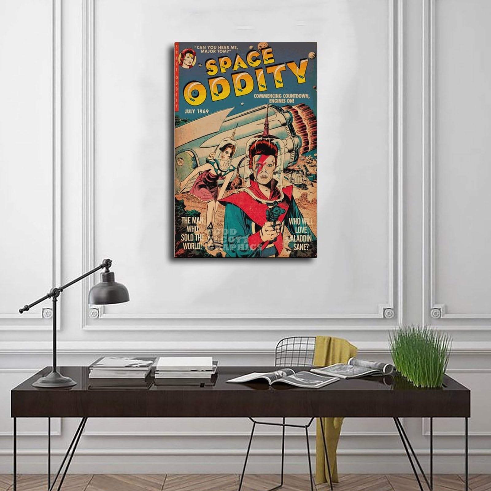 RePaLy Poster su tela con copertina di album musicali di David Bowie, decorazione per camera da letto, sport, ufficio, camera da letto, regalo, stile cornice, 40 x 60 cm