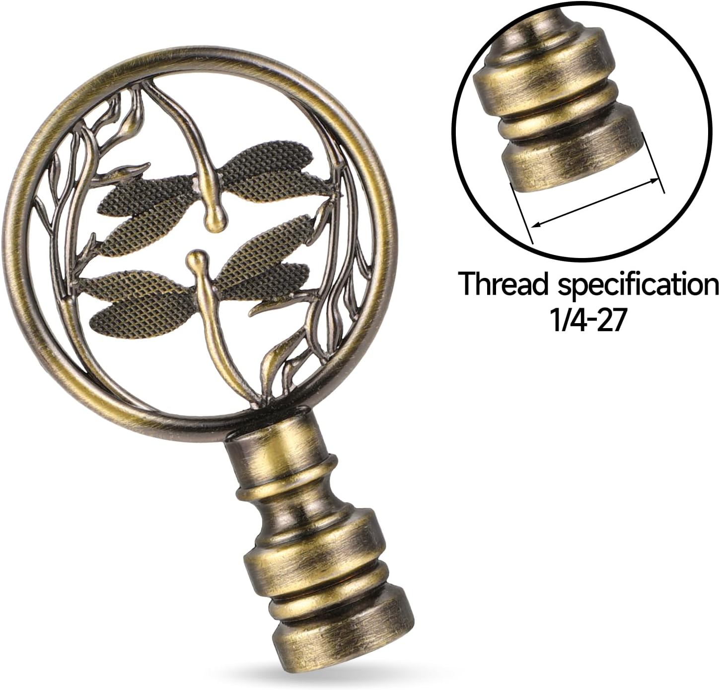 2 Packs Lamp Finial Cap Knob, Double Dragonflies Lamp Finial, Oriental Lamp Finial for Lamp Shade Top, Antique Bronze Decorative Finial, Asian Lamp Decoration for Table Lamp Floor Lamp