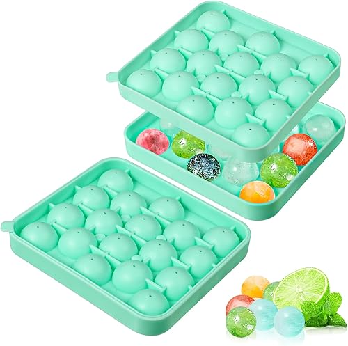 Webake Paquete de 2 moldes redondos de silicona para cubitos de hielo, máquina de bolas de hielo de 1.1 pulgadas, bandeja circular de silicona de