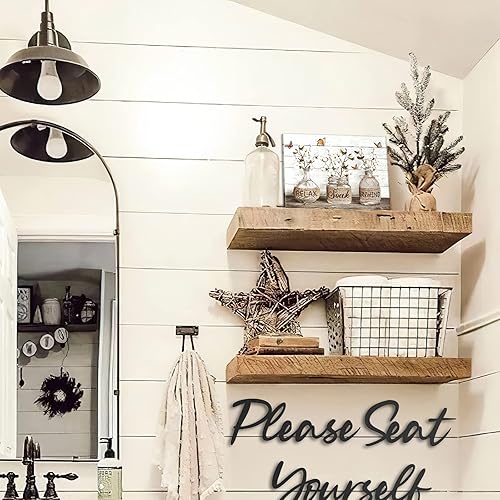 Miniatura 4 de Parylore Decoración de baño de granja, arte de pared con flores de algodón, decoración de pared, tarro rústico de masón, pintura de estilo granja,