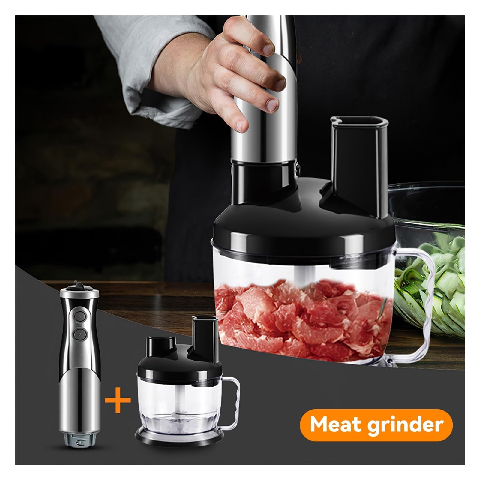 2-częściowy 8 W 1 Wielofunkcyjny Blender Ze Stali Nierdzewnej, Robot Kuchenny, Krajalnica Do Warzyw, Maszynka Mielenia Mięsa, Siekacz, Mikser Żywności, Sokowirówka Sonifer Szybkie Wydajne Miksowanie