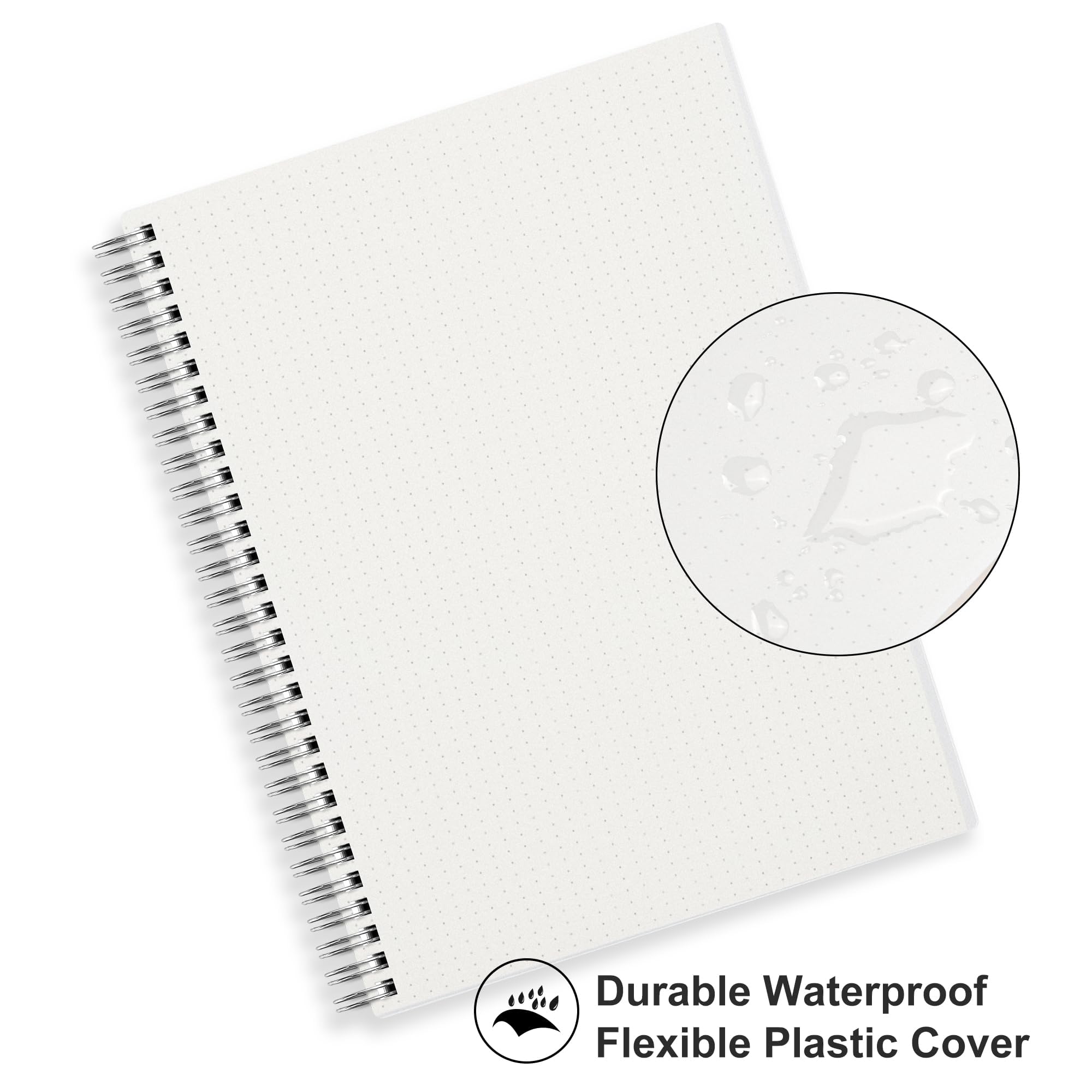 Bullet Grid Journal B5 Spiralblock - RETTACY Dotted Groß Notizbuch Transparentes Hardcover, 7,3"X 10" 100 g/m² dickes Papier 80 2er-Pack