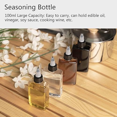 Miniatura 4 de 4 botellas dispensadoras de aceite de oliva pequeñas de 3.4 fl oz para acampar para cocina, dispensador de salsa de soja, botella de condimento