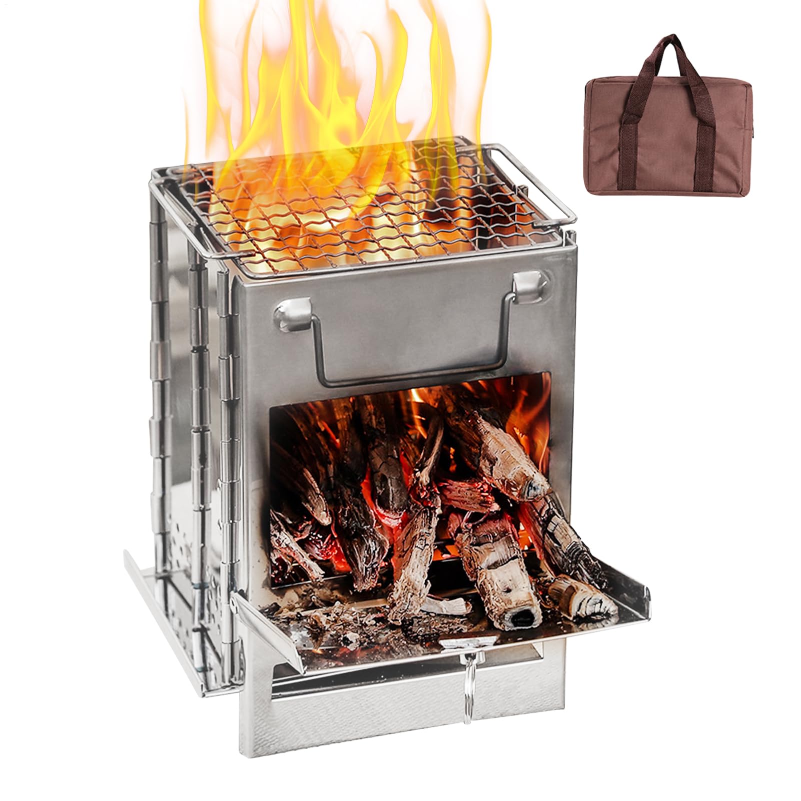 Réchaud de camping portable et brûleur acier pliable pour randonnée et plein air