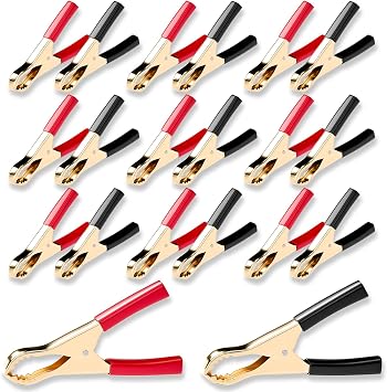 Goupchn 20PCS Insulated Alligator Clips Black & Red Crocodile Clamps for Loaded Truck Car Battery Charging, Electrical Testing