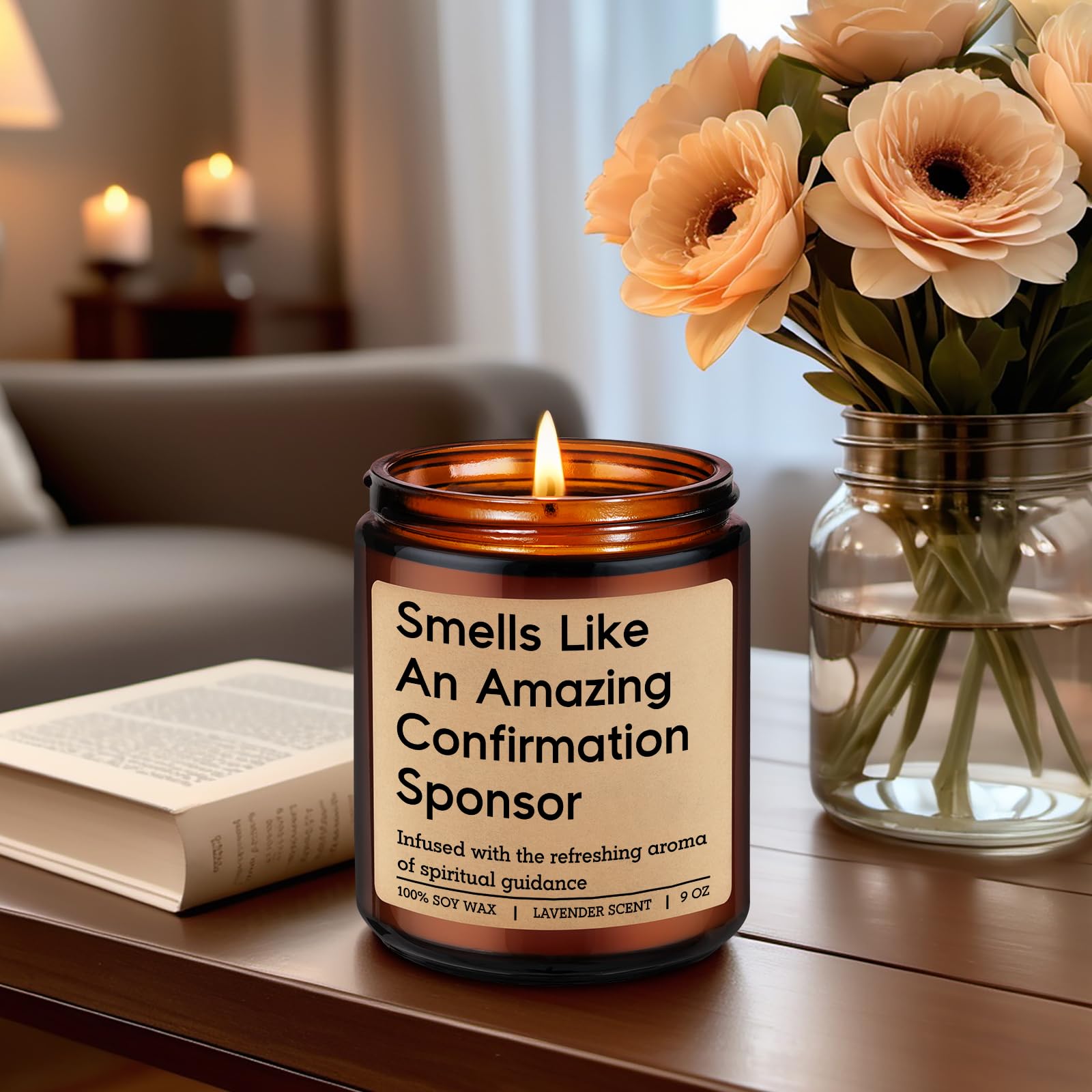 Miracu Candle, Confirmation Sponsor Gifts for Women, Men - Spiritual Christian Catholic Girls Confirmation Gifts for Sponsor, Thank You from Candidate, Appreciation, Proposal Presents from Confirmant