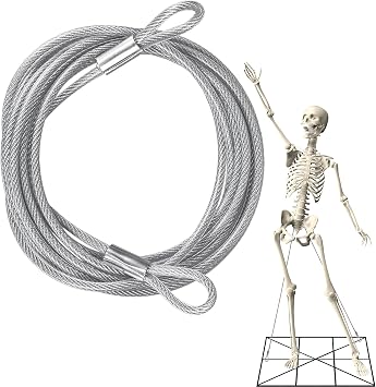 12ft Skeleton Replacement Wire Stainless Steel Coated Guy Cable for Outdoor Giant Skeleton, Heavy-Duty Repair Part, Flexible & Weather-Resistant Skeleton Fixing Accessories