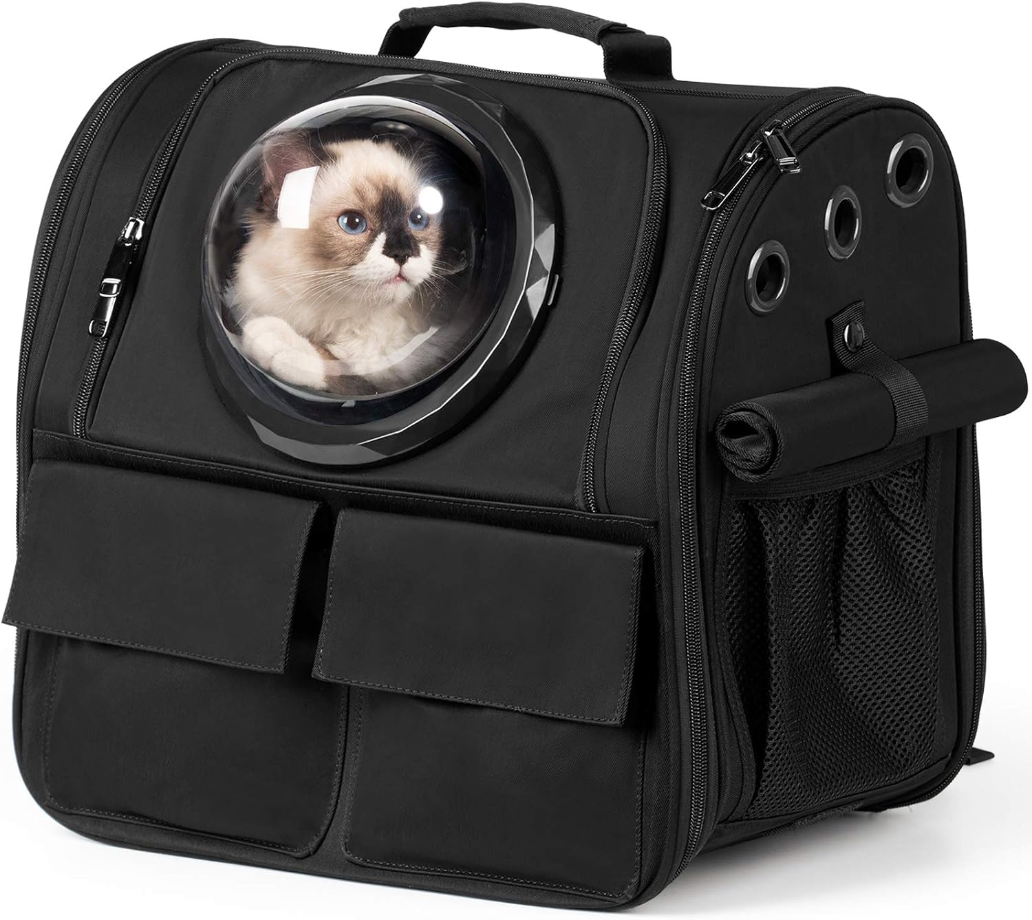 Pet Carrier Backpack for Small Medium Cats Dogs Puppies Kitten Black Soft-Sided Pet Travel Bag