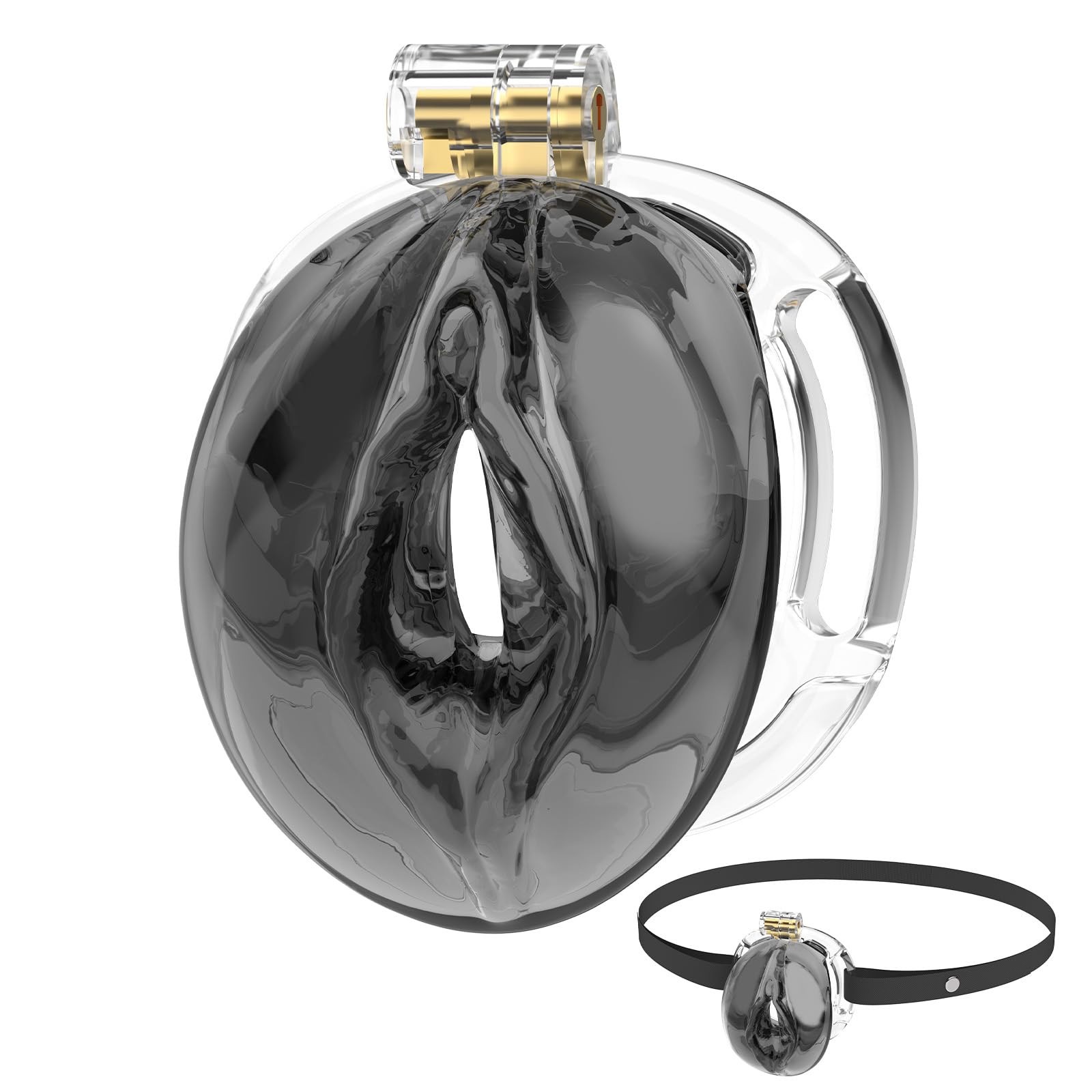Male Chastity Cage 3D Printed Sissy Cage Cock Cage with Soft TPE Bondage Gear &amp; Accessories Adult Sex Toys Slave Tool Chastity Devices (Black)…
