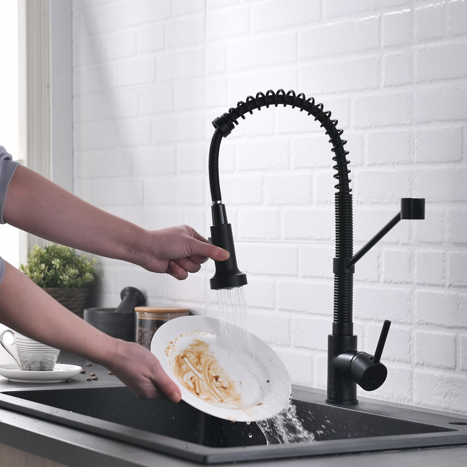Robinet de cuisine mitigeur évier acier inoxydable nickel brossé à douchette