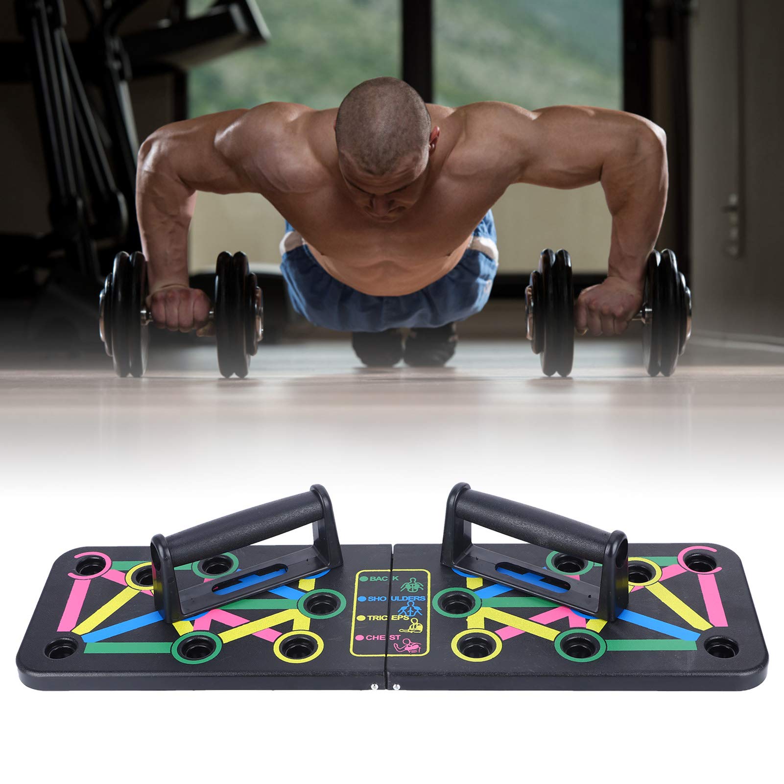 Push Up Board Multifunzionale: La Tavola Per Flessioni Per Un Allenamento Completo A Casa, Antiscivolo E Pieghevole Per Costruzione Muscolare E Brucia Grassi (Uomini)