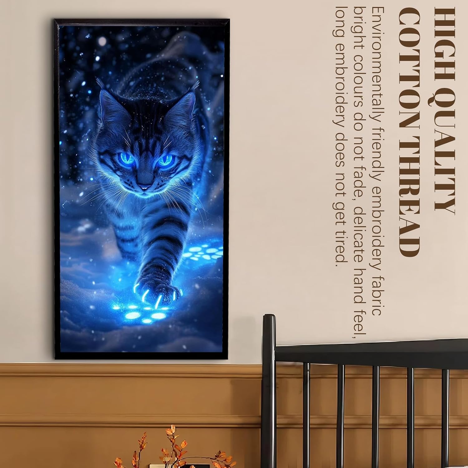 C'eitura DIY 11CT Magic Cat Stamped Cross Stitch Kits for Beginners or Adults Embroidery Starter Patterns | DIY Printed Cross Stitch Kits Needlepoint for Adults 15.75 * 27.56inch