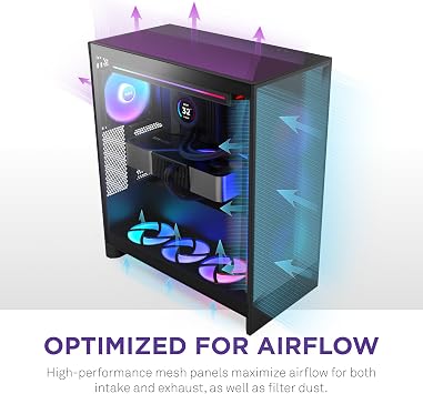 علبة تدفق الهواء NZXT H7 Flow RGB Mid-Tower ATX مع مراوح RGB