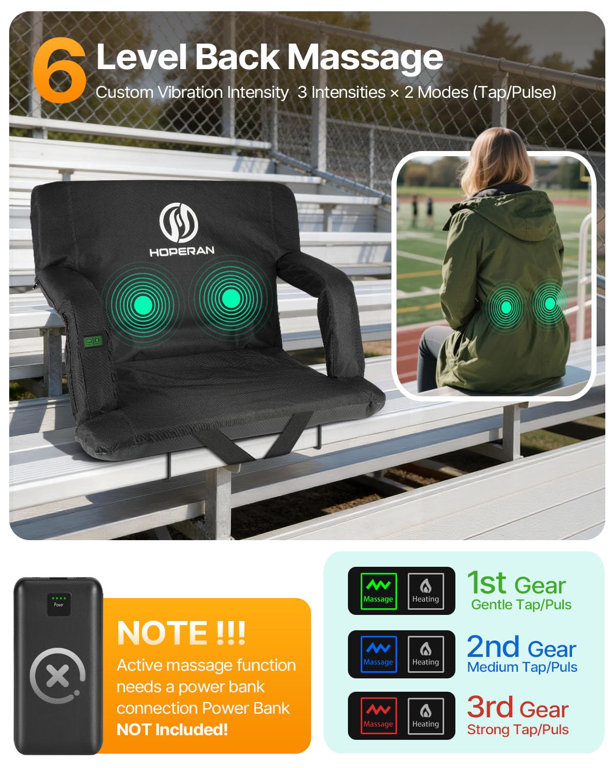 HOPERAN Heated Massage Stadium Seats Asientos de Estadio de Masaje con calefacción