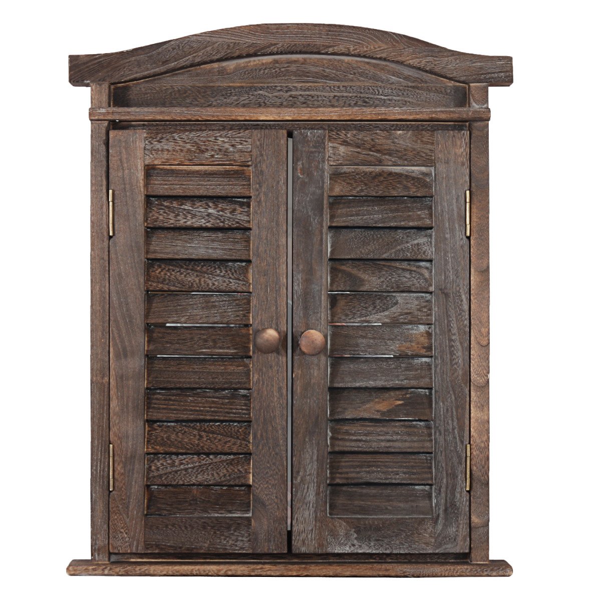 Mendler Wandspiegel mit Fensterläden 53x42x5cm - braun Shabby | Spiegelfenster
