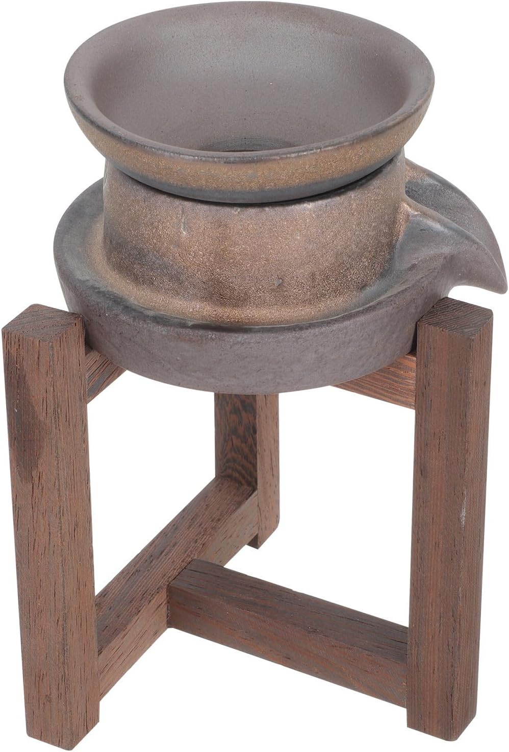 Uonlytech Retro Tea Filter Set Made of Crude Pottery and Wood Tea Strainer without Burr Protecting Hands from Scalding Decoration for Your Home
