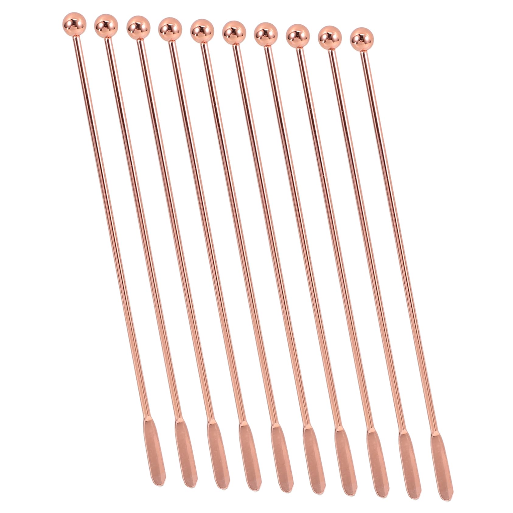 Levemolo 10pcs Stirring Rod Long Handled Spoon Iced Teaspoon Long Handle Spoons Long Handle Bar Spoon Beverage Swizzle Stick Bartender Mixing Spoon Rose Gold Stainless Steel re-usable