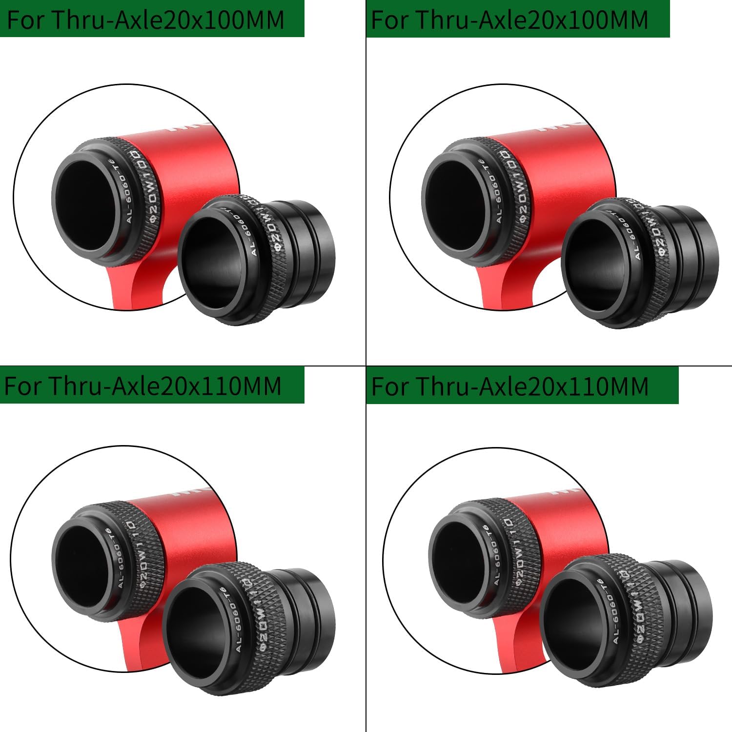 MUQZI Thru Axle Fork Mounts, Compatible with 20x100mm/20x110mm Road Mountain Bikes, Black