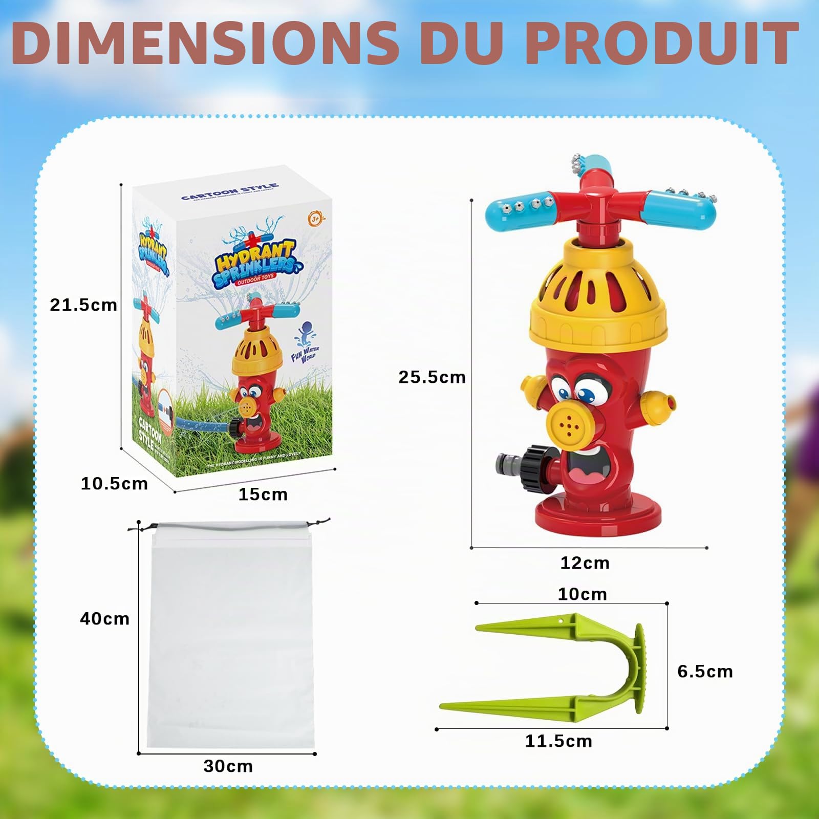 Jouet d'eau pour Enfants, arroseur de Jardin, Jouet d'été pour garçons et Filles de 3 à 8 Ans, avec Sac de Rangement