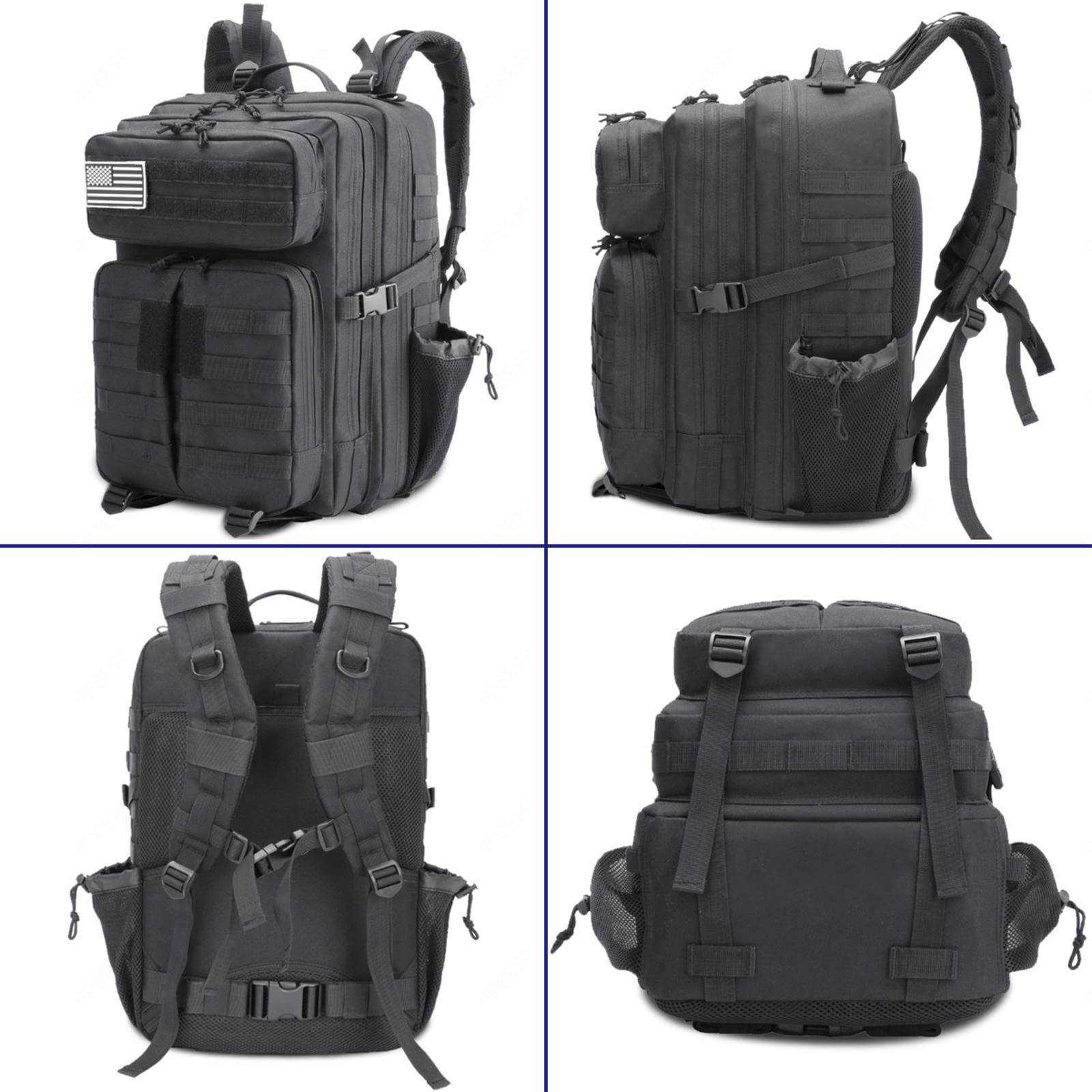 REEBOW GEAR Zaino tattico Militare 45L, Zaini da Escursionismo da Campeggio Zainetto d'assalto per Escursionismo all'aperto Campeggio Pesca Trekking Viaggi,Khaki-45L