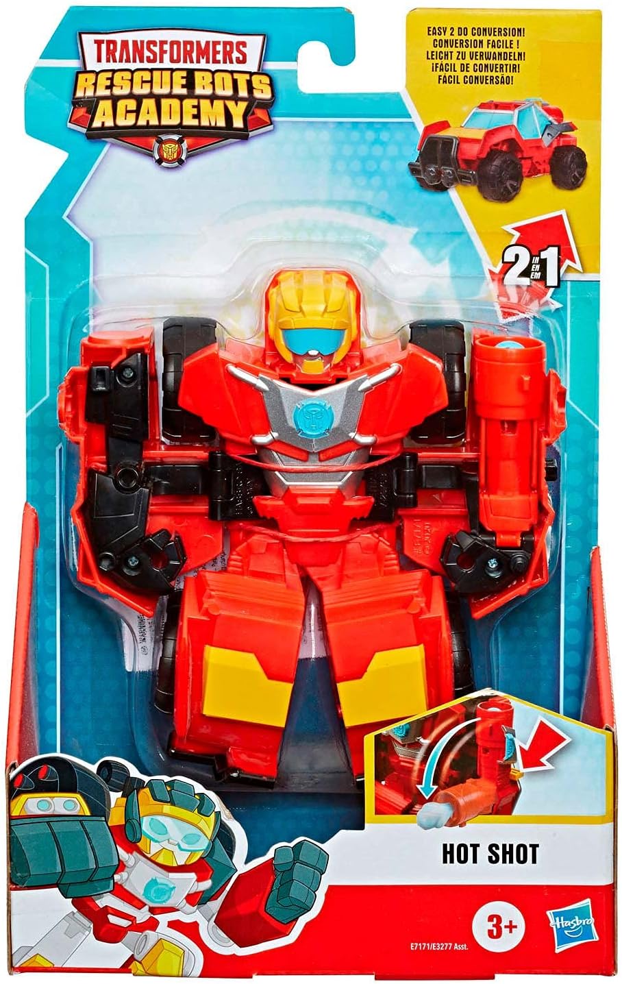 Playskool Heroes Transformers Rescue Bots Academy Hot Shot Robot de Juguete de conversión de 6 Pulgadas, Figura de acción Coleccionable para niños a Partir de 3 años