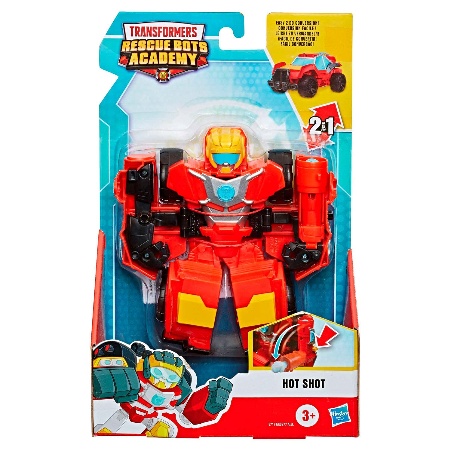 Playskool Heroes Transformers Rescue Bots Academy Hot Shot Converting Toy Robot, 6-Inch Collectible Action Figure Toy for Kids Ages 3 and Up