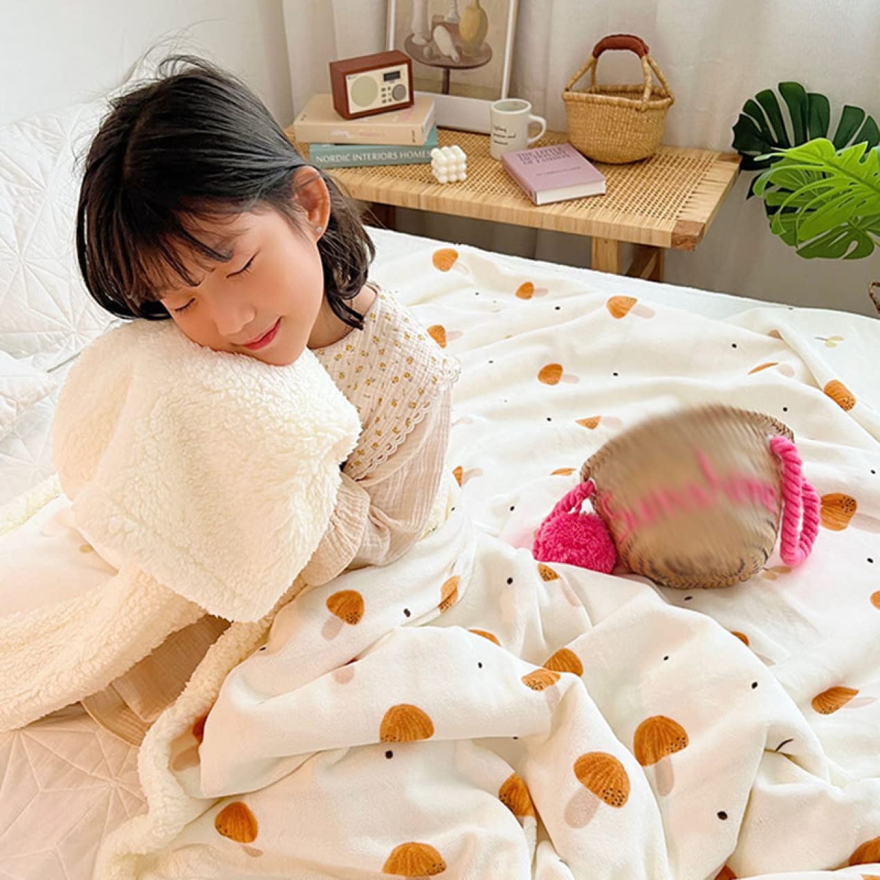 チャンキーニットブランケット ブルーグレー 約140×200cm (66532