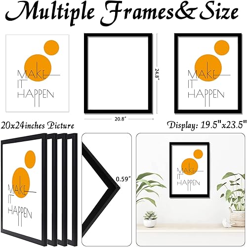 Vista 99 de Juego de 4 portarretratos de 18 x 24 pulgadas, marco negro de 18 x 24 pulgadas, marcos de fotos de lienzo para pared, de 18 x 24 pulgadas