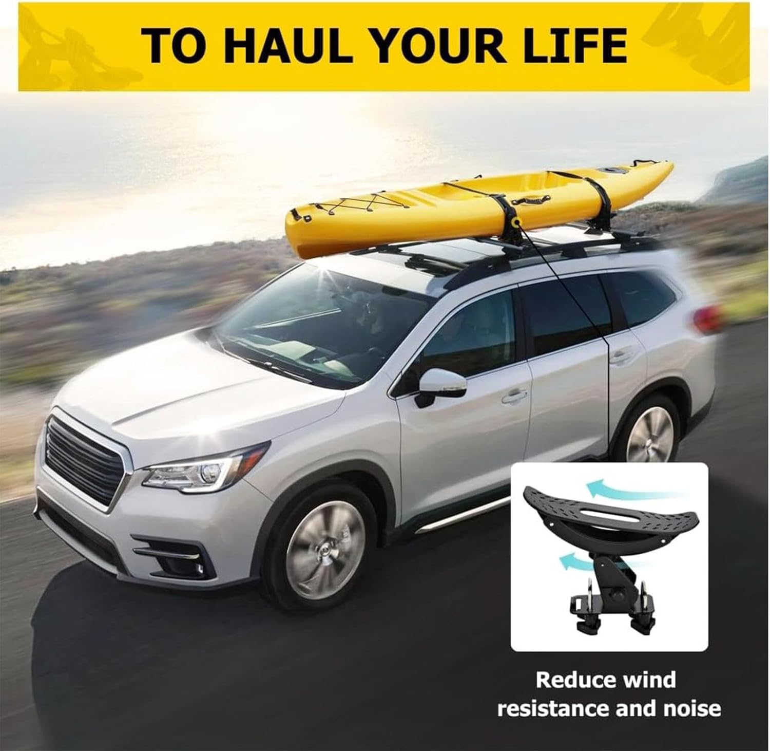 4Pcs Kayak Roof Racks, Universal Saddles Kayak Carrier Mount Roof Top Mounted on Roof Racks for Canoe Boat Paddle Board Surfboard Car SUV Crossbar
