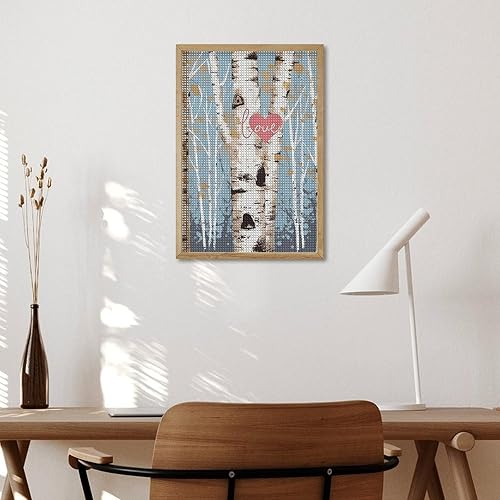 Miniatura 5 de Love Birch Tree Diamond Art Painting 8"x12" 5D DIY Diamond Painting Diamond Picture Kits for Adults Full Square Drill Diamond Dots Paintings for