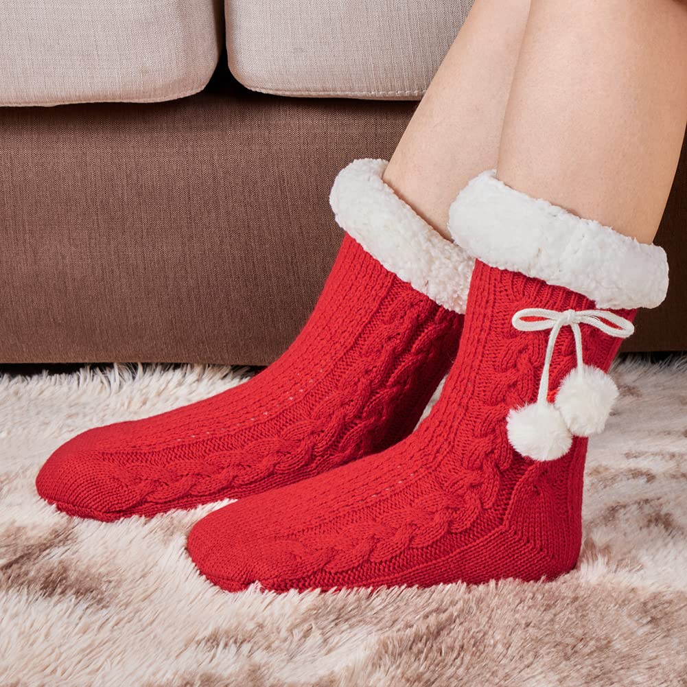 LEMZONE Calcetines de invierno para mujer, cálidos, acogedores, con forro polar, con pinzas