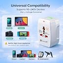 PROSAC Universal Travel Adapter with 6A AC Socket Output, All-in-One International Fast Charging Plug for 180+ Countries (US/UK/EU/AUS), Universal AC Socket, Compact Travel Charger (White) gallery image