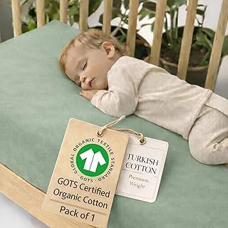 GOTS Organic Mini Crib Sheets Fitted - 38x26 Pack N Play Sheets for Pack and Play Mattress