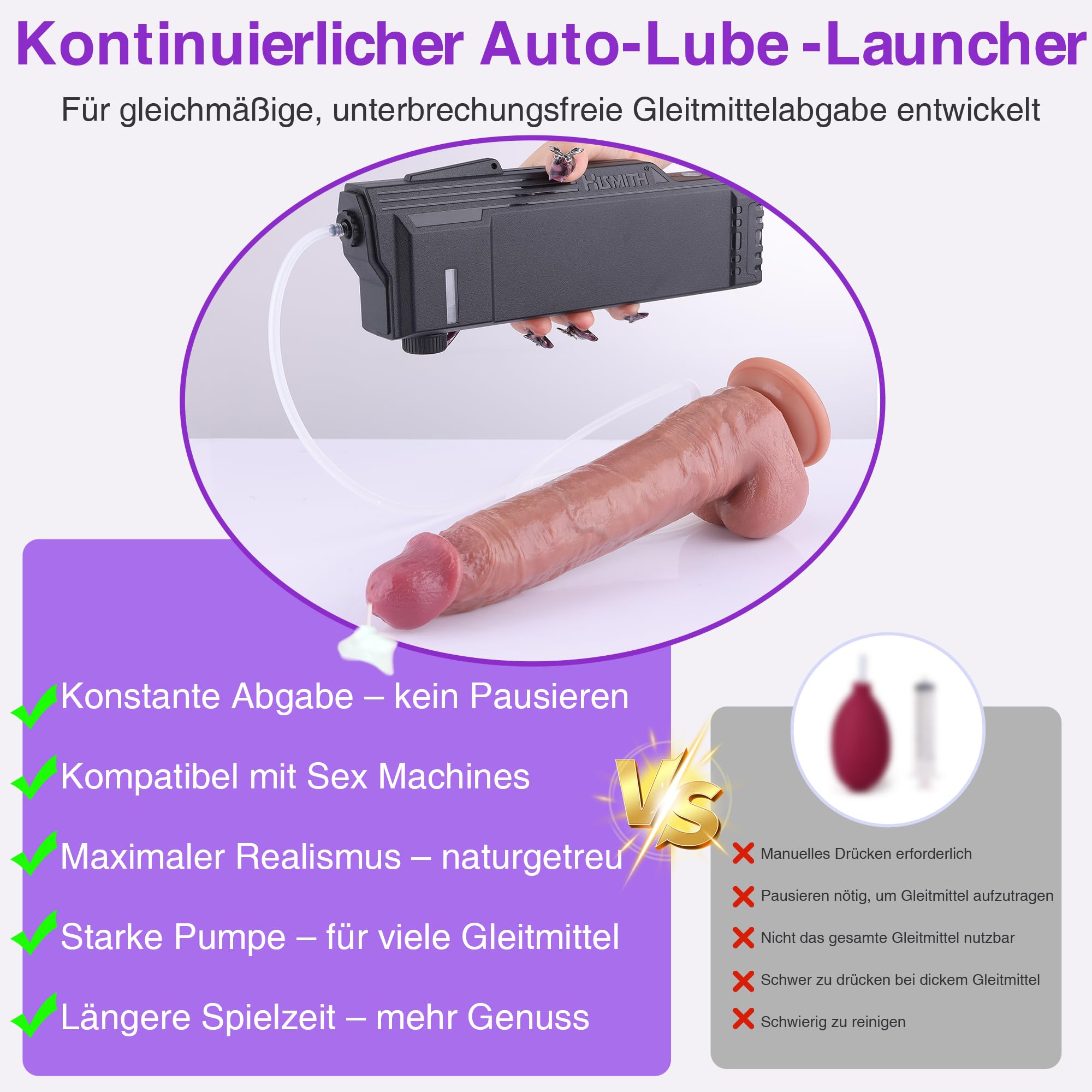 Hismith Dildo spruzzatore realistico 26 cm con lanciatore lubrificante automatico